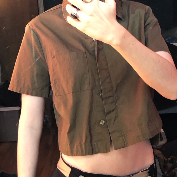 Crop blouse Defrost size M medium dark green style army, baggy, streetwear - Picture 3 of 10